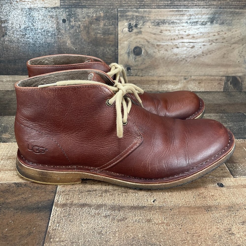 UGG Mens Brown Leather Ankle Chukka Boots Size 12